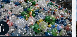 Recovered plastic bottles ready for processing